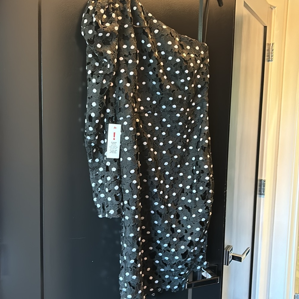 Never worn! Bardot polka dot one sleeve dress. New, with all tags! - Picture 3 of 5